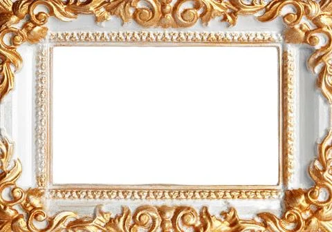 Vintage frame with blank white background. Mockup for design Stock Photos