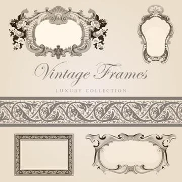 Vintage frame border collection vector design elements. extremely high detail Stock Illustration
