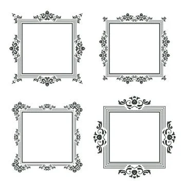 Vintage frame border set Stock Illustration