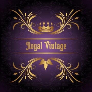 Vintage frame with crown Stock Illustration