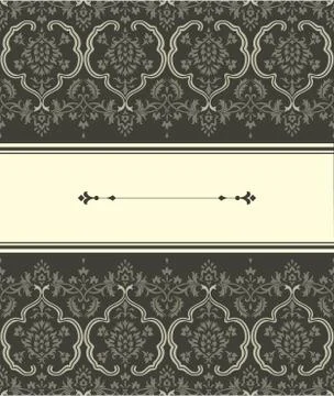 Vintage Frame on Damask Background Stock Illustration