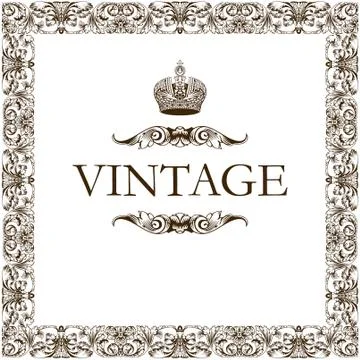 Vintage frame decor crown Stock Illustration