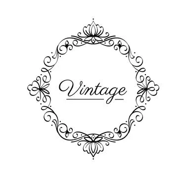 Vintage frame element. Traditional border and pattern. Retro swirl and vignette Stock Illustration