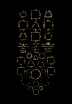 Vintage frame elements, golden on black Stock Illustration