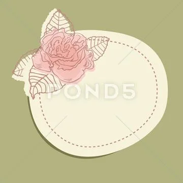 Vintage frame with flower branch and small hearts Stock Illustration