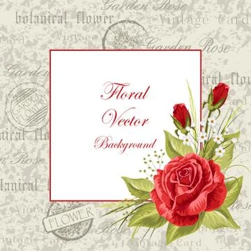 Vintage frame with flowers Stock Illustration