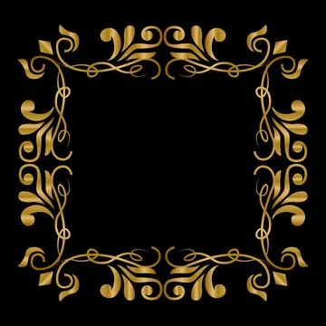 Vintage frame gradient gold square ornament design isolated Stock Illustration