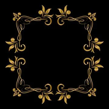 Vintage frame gradient gold square ornament design element Illustrazione stock
