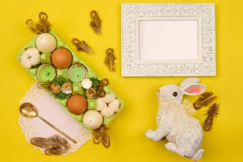 Vintage frame for inserting text or pictures with Easter decor Stock Photos