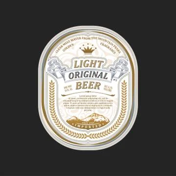 Vintage frame logo. Vector packing label. Gold sticker beer bottle Stock Illustration