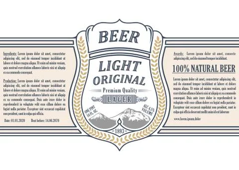 Vintage frame logo. Vector packing label. Gold sticker beer bottle Stock Illustration