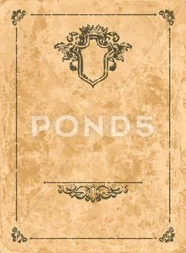 Vintage frame on old paper sheet Stock Illustration