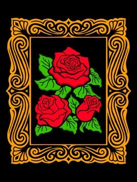 Vintage frame with red rose vector design Stock Illustration