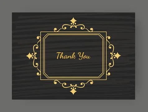 Vintage frame. Retro elegant decor. Thank you card. Golden decorative ornament Stock Illustration