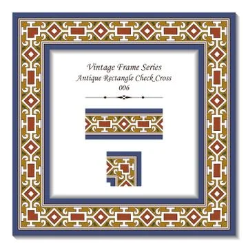 Vintage frame series of Antique Rectangle Check Cross Stock Illustration
