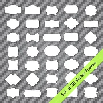 VIntage frame set with 35 simple shape labels. Stock Illustration