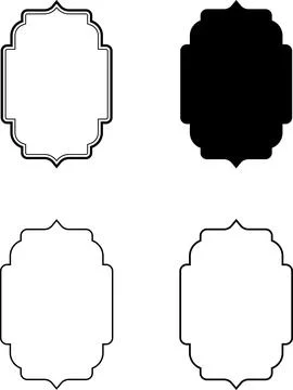 Vintage frame shapes. Black decorative label silhouettes, retro outline badge Stock Illustration