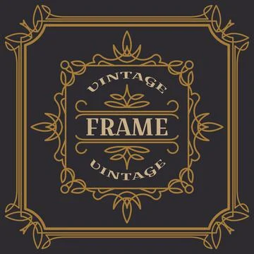 Vintage frame template vector illustration. Wedding invitations, border for g Stock Illustration