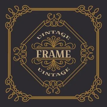 Vintage frame template vector illustration. Wedding invitations, border for g Stock Illustration
