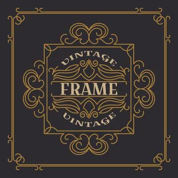 Vintage frame template vector illustration. Wedding invitations, border for g Stock Illustration