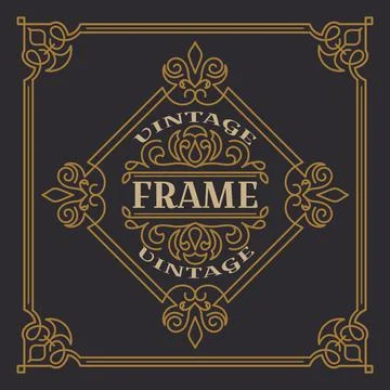 Vintage frame template vector illustration. Wedding invitations, border for g Stock Illustration