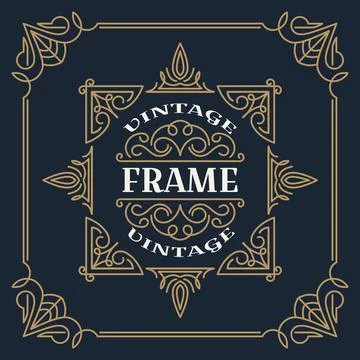 Vintage frame template vector illustration. Wedding invitations, border for g Stock Illustration
