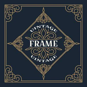 Vintage frame template vector illustration. Wedding invitations, border for g Stock Illustration