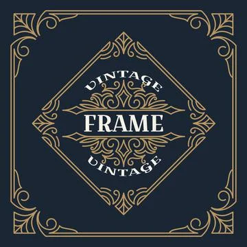 Vintage frame template vector illustration. Wedding invitations, border for g Stock Illustration