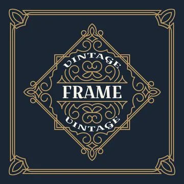 Vintage frame template vector illustration. Wedding invitations, border for g Stock Illustration