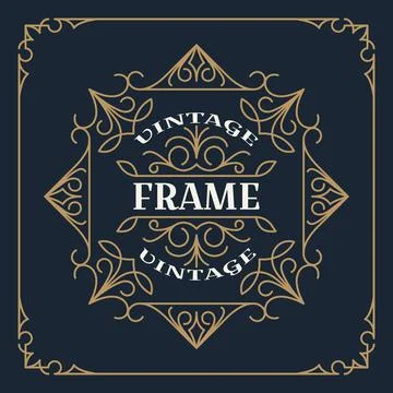 Vintage frame template vector illustration. Wedding invitations, border for g Stock Illustration