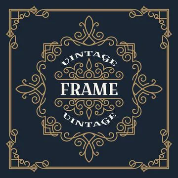 Vintage frame template vector illustration. Wedding invitations, border for g Stock Illustration