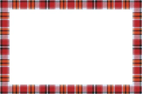 Vintage frame vector. Scottish border pattern retro style. Tartan plaid ornam Stock Illustration
