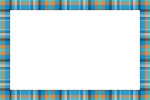 Vintage frame vector. Scottish border pattern retro style. Tartan plaid ornam Stock Illustration