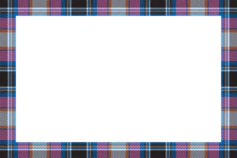 Vintage frame vector. Scottish border pattern retro style. Tartan plaid ornam Stock Illustration