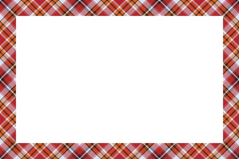 Vintage frame vector. Scottish border pattern retro style. Tartan plaid ornam Stock Illustration