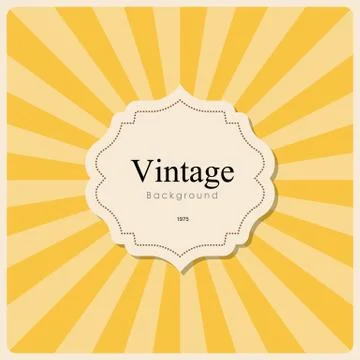 Vintage frame on yellow rays background 스톡 일러스트