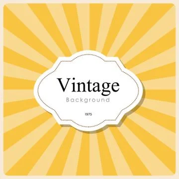 Vintage frame on yellow rays background Stockillustratie