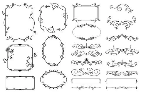 Vintage Frames and Dividers 스톡 일러스트