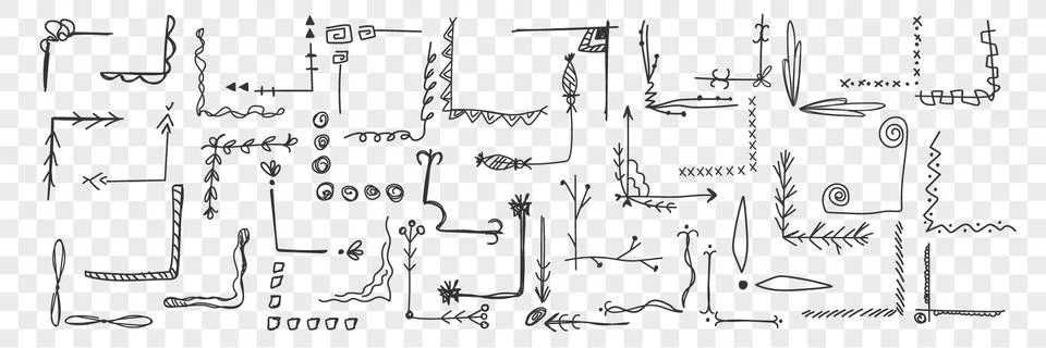 Vintage frames borders hand drawn doodle set Illustrazione stock