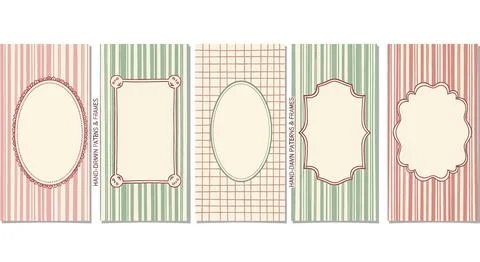 Vintage Frames Collection: Decorative Borders on Striped Backgrounds イラスト素材