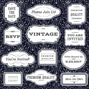 Vintage Frames on Damask Background Stock Illustration