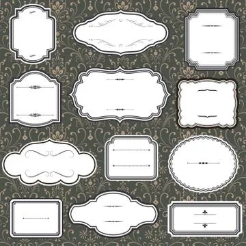 Vintage Frames on Damask Background Stock Illustration