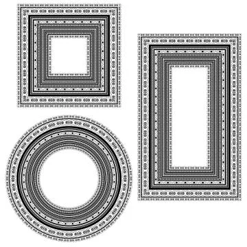 Vintage Frames Isolated on White Background. Border Icons. Illustrazione stock