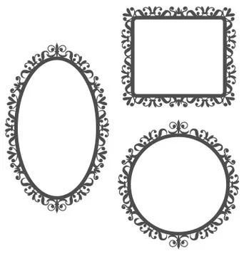 Vintage frames isolated on white Stock Illustration