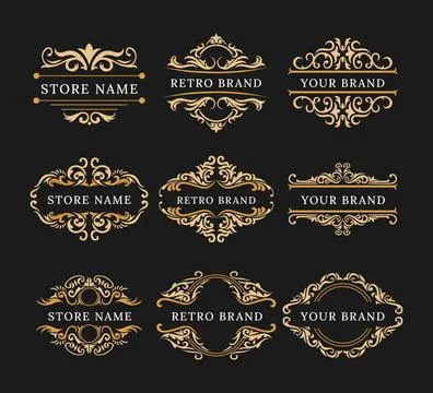 Vintage Frames, label, border, divider Banners and Badges set collection, t.. Stock Illustration