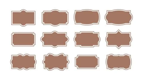 Vintage frames in mocha mousse color 2025. Blank isolated text box. Empty b.. Stock Illustration
