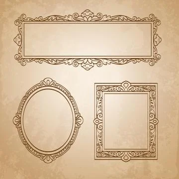 Vintage frames on old paper Illustrazione stock