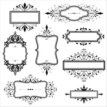 Vintage Frames with Scrolls Stock Illustration