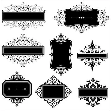 Vintage Frames with Scrolls Stock Illustration