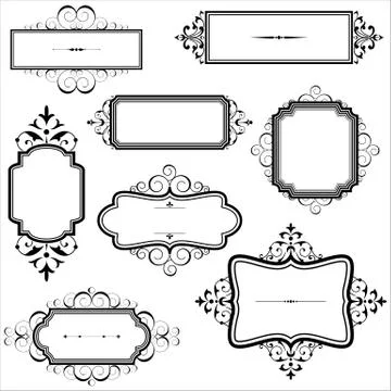 Vintage Frames with Scrolls Stock Illustration